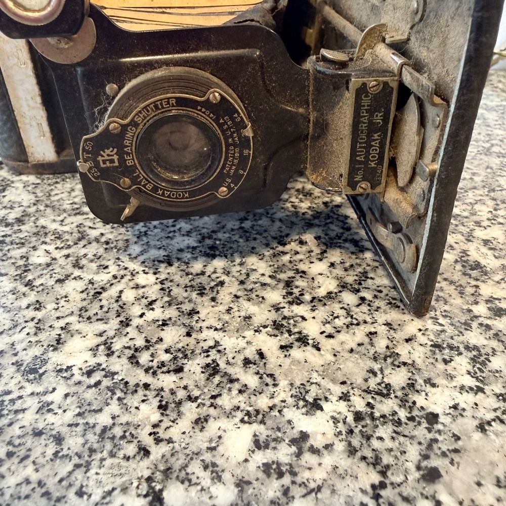 Kodak Vintage No. 1 Autographic‎ Kodak Jr. Folding Camera Black Leather Metal